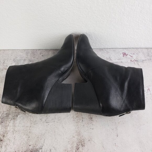 EILEEN FISHER Harris Tumbled Leather Ankle Bootie Black size 9 Lagenlook Goth - Picture 8 of 13